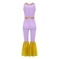 thumbnail image 4 of iiniim Shiny Lapel Neck Dance Leotards for Girls Sleeveless Metallic Mini Dots Bell Bottomed Tessels Jumpsuit Dancewear Light Purple 16, 4 of 7