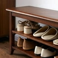 thumbnail image 4 of ACRO Storage Bench Wooden Shoe Bench Rustic Solid Wood Entryway Bench (Brown,23.6"), 4 of 5
