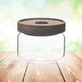 thumbnail image 2 of 350ML Wooden Lid Candy Jar High Borosilicate Transparent Glass Storage Tank Portable Food Grain Container (9x7.5cm), 2 of 8