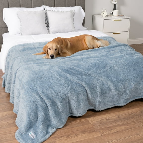 PetAmi Dog Blanket for Large Dogs Blue, Fluffy Soft Puppy Blanket, Sherpa Fleece Cat Blanket for Kitten, Calming Pet Blanket Throw for Bed Washable Sofa Couch Cover, X-Large 60x80