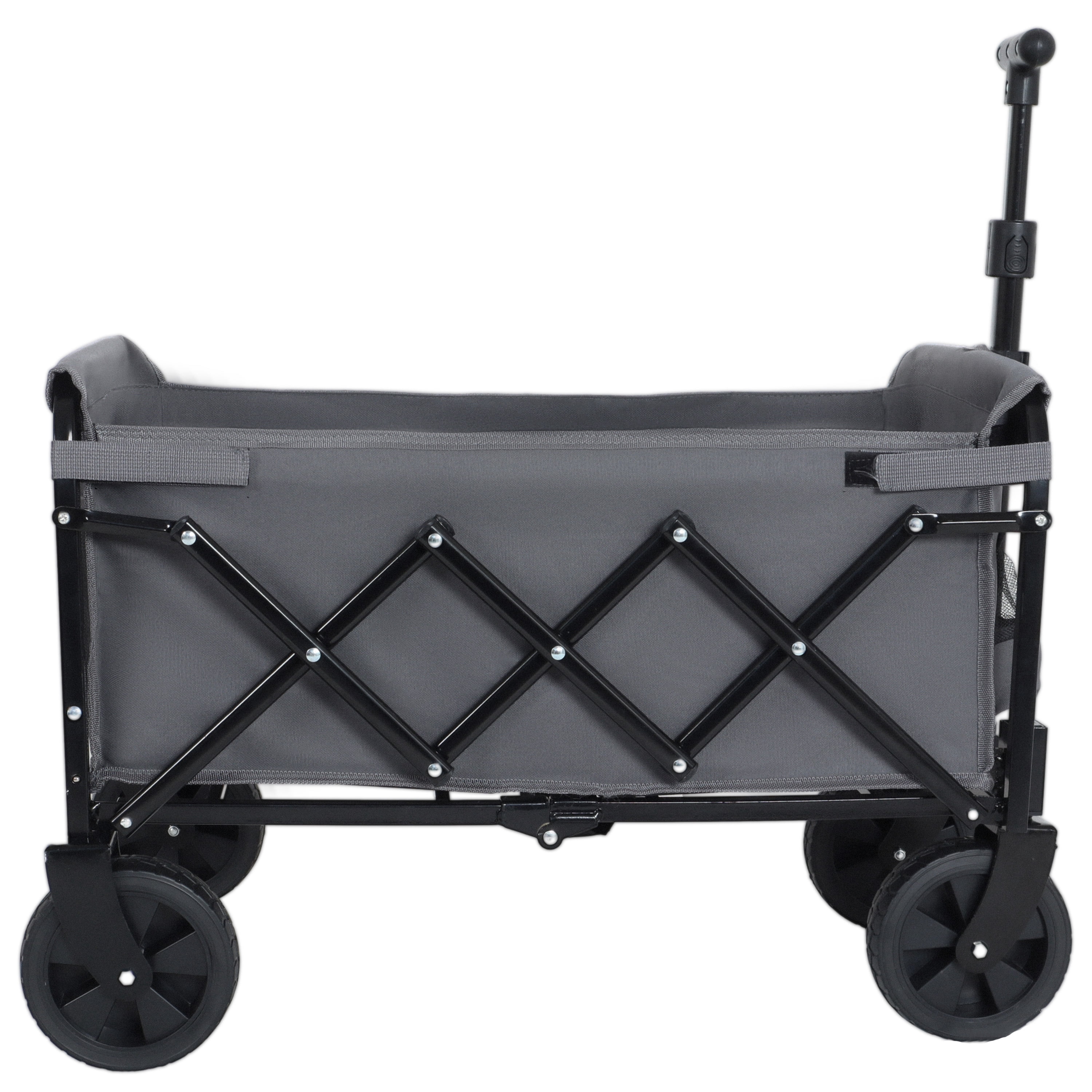 Dual-Layer Collapsible Wagon Cart with Expandable Storage 360° Swivel Wheels Heavy Duty Foldable Outdoor Utility Wagon for Beach Camping Garden