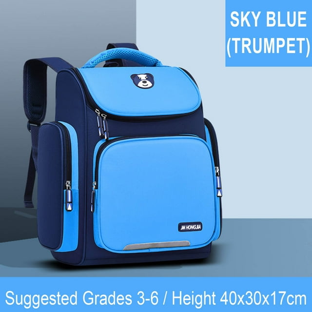 WREESH Cartoon Elementary School Backpack Large Capacity Polyester Nylon School Bag For Kids Small Size(15x11.4x6.3in)