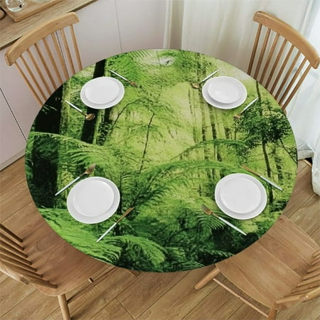 

FUMJ Trees Round Tablecloth with Elastic Edge 100% Polyester Fiber Machine Washable Perfect for Home Decor and Dining Table Various Sizes 38 -42