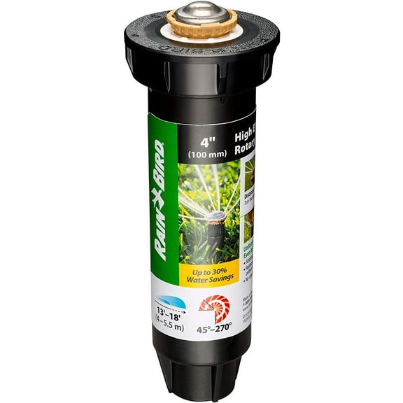 Rain Bird 12SARVAPRO High-Efficiency Pro Rotary Sprinkler, Hand Adjustable 45 - 270 Pattern, 13' - 18' Spray Distance, 4" Pop-up Height
