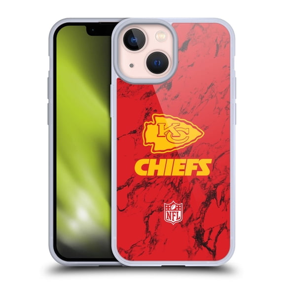 Head Case Designs NFL Kansas City Chiefs Graphics Coloured Marble Soft Gel Case for Apple iPhone 13 Mini