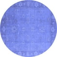 thumbnail image 1 of Ahgly Company Machine Washable Indoor Round Oriental Blue Industrial Area Rugs, 8' Round, 1 of 4