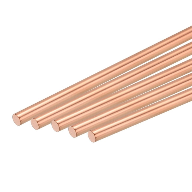 Uxcell Pure Copper Round Rod Diameter Length Solid Copper Rod Lathe Bar Stock for Metal Craft 5 x 100mm 5pcs