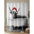 thumbnail image 4 of Christmas Grey Yaks Small Stall Shower Curtain, Waterproof Shower Curtains for Bathroom, Abstract Modern Art Bathtub Washable Fabric Cloth Bath Curtain for Bathtub Decoration with Hooks 36x78 Inches, 4 of 6