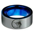 thumbnail image 2 of Tungsten Marlin Marlins Sea Animal Creature Fish Band Ring 8mm Men Women Comfort Fit Blue Flat Cut Brushed Gray Polished, 2 of 4