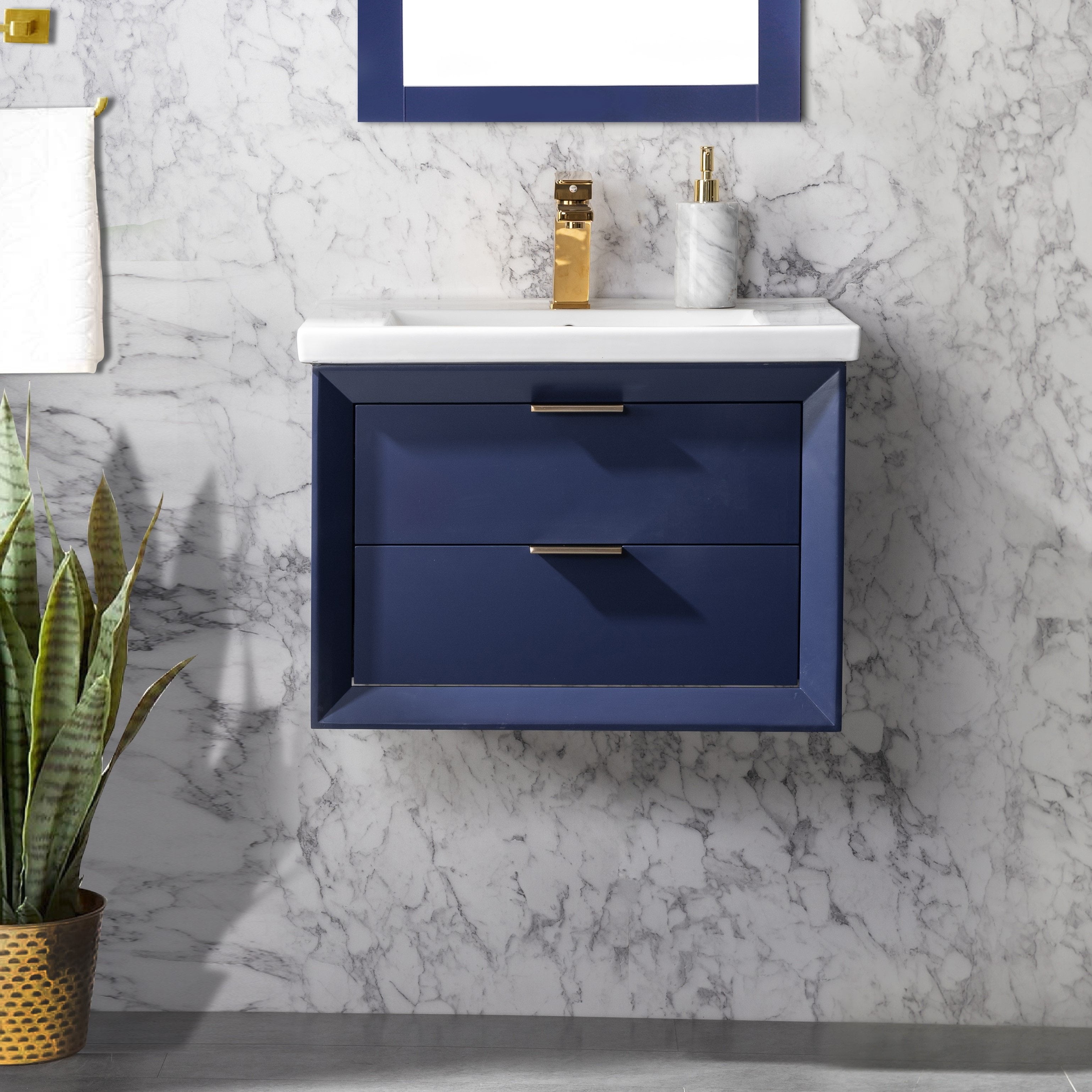 Danbury 24" Single Bathroom Vanity with Porcelain Top Blue