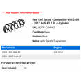 thumbnail image 2 of Rear Coil Spring - Compatible with 2006 - 2012 Audi A3 2.0L 4-Cylinder 2007 2008 2009 2010 2011, 2 of 2