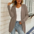 thumbnail image 2 of Solid Color Cardigan Pockets Round Neck Outwear Fashion Loose Knitwear Open Front Warm Pullover Autumn Women Coat Long Cable Knitted Sweater, 2 of 7