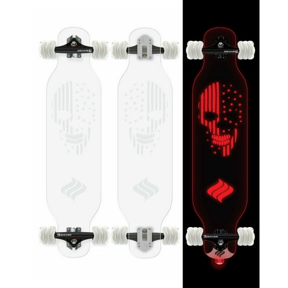 Shark Wheel Clear Skull Complete Longboard with Lights