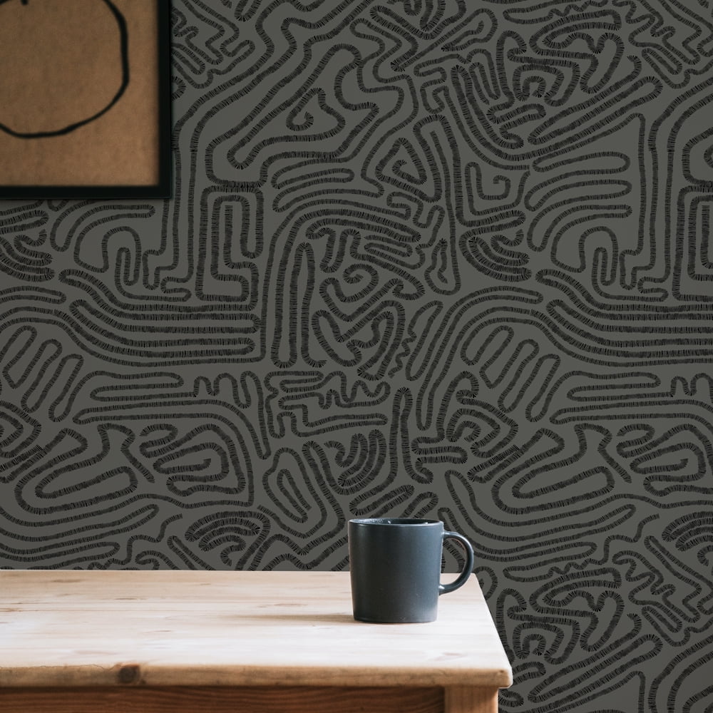 Tempaper Sketch Black Peel and Stick Wallpaper, 20.5" x 16.5'