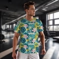thumbnail image 3 of Wukai Tropical Floral Print Men's Short-Sleeved Mesh T-Shirt,Quick-Dry Short Sleeve Workout T-Shirt-5X-Large, 3 of 8
