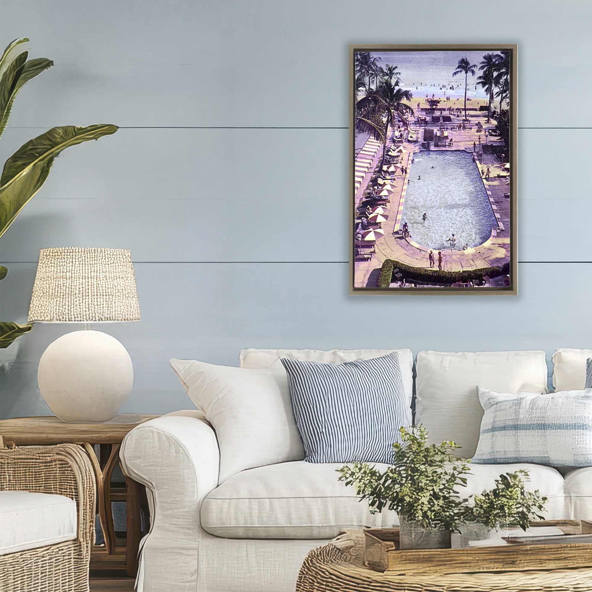 Stupell Industries Vintage Miami Sands Brown Framed Floater Canvas Wall Art, design by Grotto Studios
