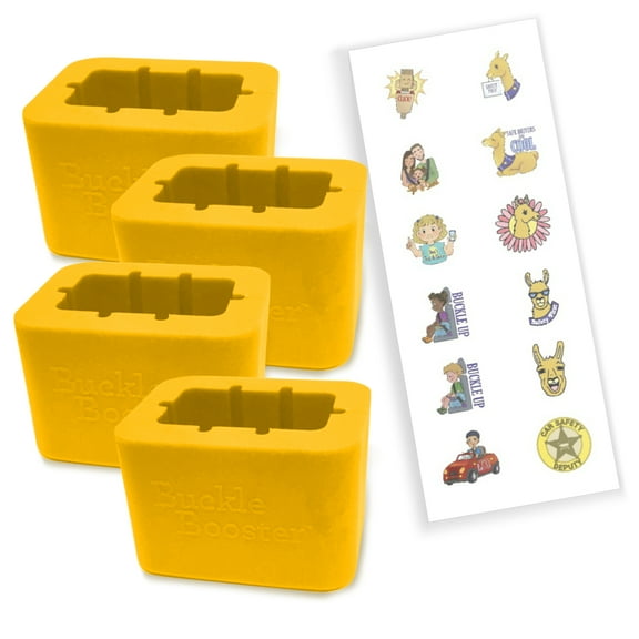 Buckle Booster™ Long Neck Pullover Seat Belt Receptacle Raiser, Yellow, 4-Pack by Seat Belt Extender Pros