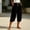 Black, variant on Womens Capri Pants Casual Multi‑Color Elastic Waist Cotton Linen Wide Leg Pants Beige
