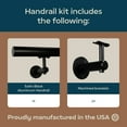 thumbnail image 4 of Industrial Aluminum 1.5 Inch Round Complete Indoor/Outdoor Straight Handrail Grab Bar Kit, Satin Black, 3 Foot Handrail, 4 of 4