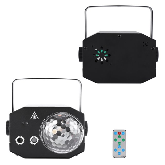 Luz LED de escenario RGB, iluminación colorida giratoria, barra de control remoto, lámpara de fiesta (negro EE. UU.)