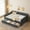 DARK GREY, variant on imerelez Full Size Daybed with Drawers Upholstered Tufted Sofa Bed, with Button on Back and Piping on Waved Shape Arms-Beige