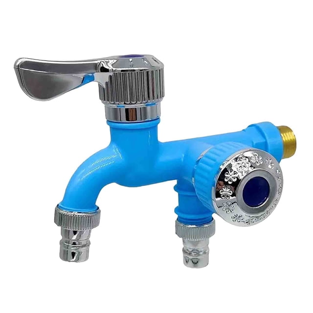 Bdday Shower Head Plastic Washing Machine Faucet 4 Points Double Head Dual Use One Into Two Into The Wall Single Cold Faucet Shower Head Rainfall