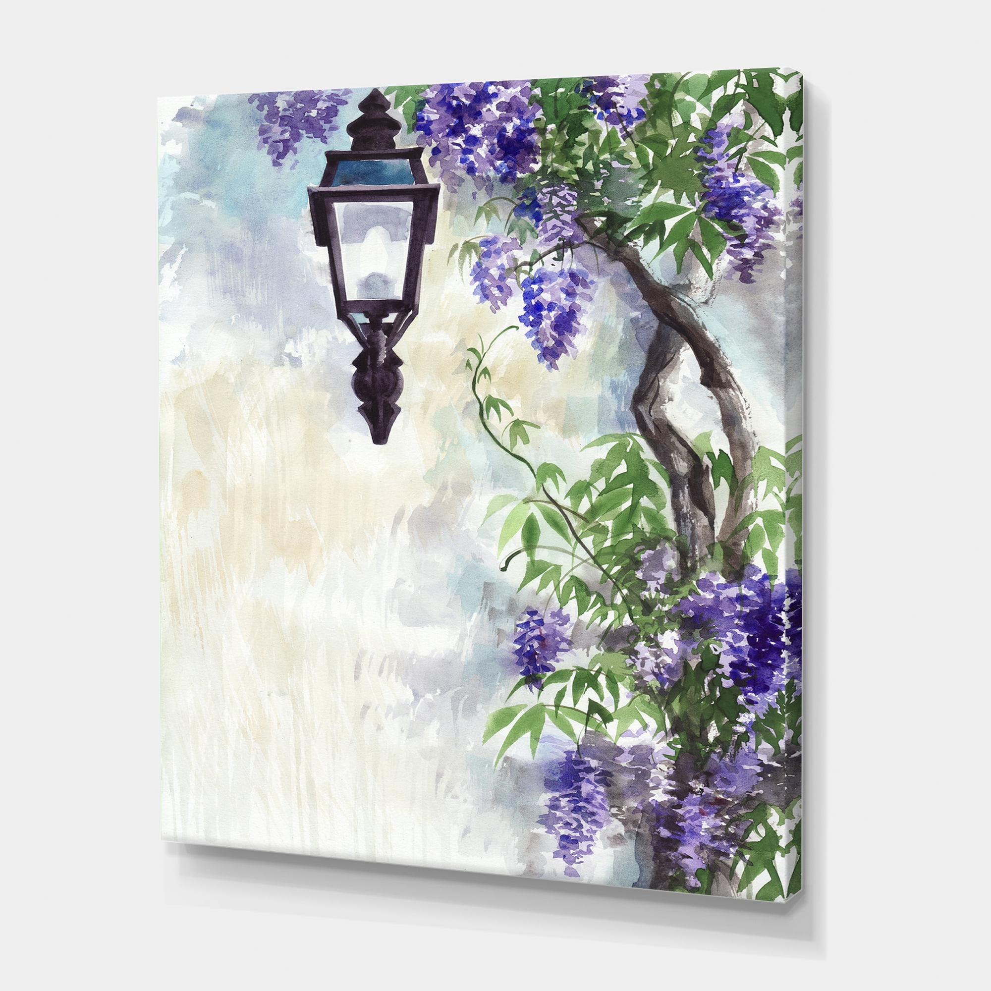 Designart ' Lilac Tree Lantern Vintage Impression ' Traditional Canvas Wall Art Print