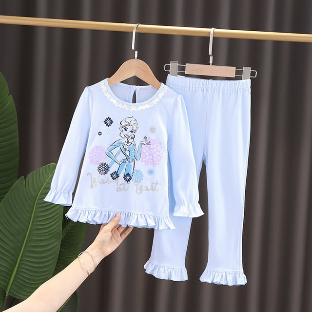 Elsa Princesse Ensemble de Pyjama pour Filles Frozen Haut en Coton et Leggings Ensemble de 2