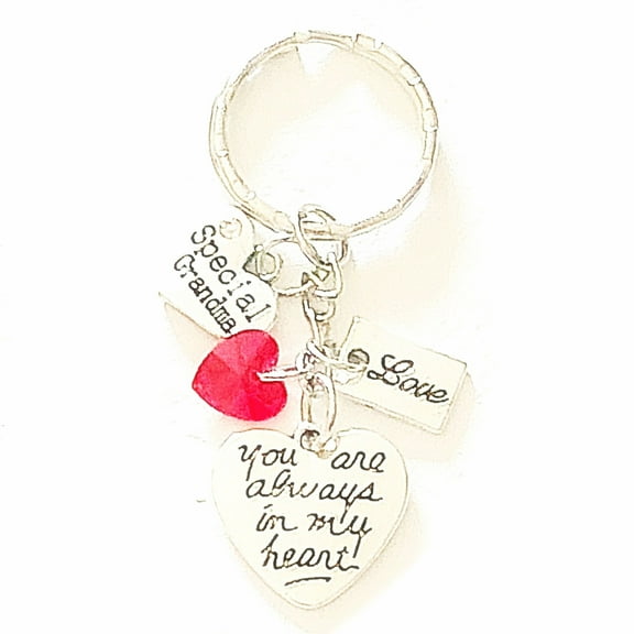 Special Grandma Silver Charm Keychain You Are Always in My Heart Personalized Gift of Love
