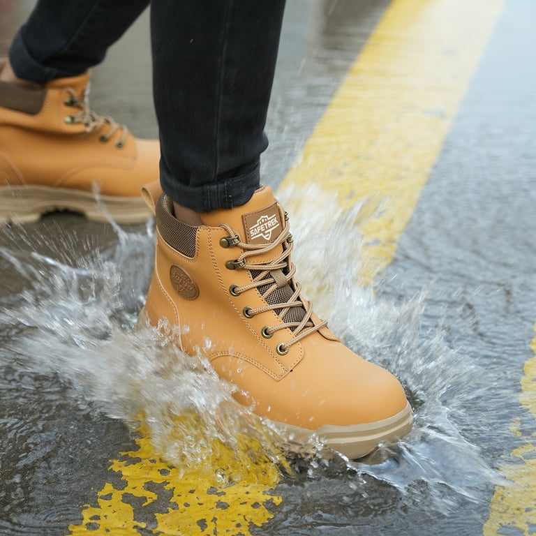 Men's Safety Steel Toe Work Boots Indestructible Waterproof Boots Non...