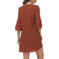 thumbnail image 5 of MLANM Women Summer T-Shirts Dress V Neck Casual Loose Mini Swing Shift Dresses, 2XL Caramel, 5 of 7