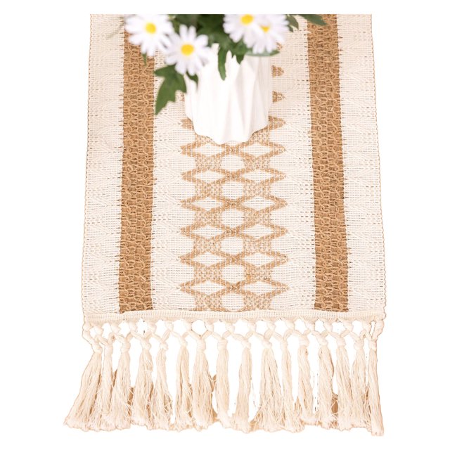 CSChome Table Runner Table Runner Farmhouse Table Runner Short Tassels Super Soft Wear Resistant Long Washable Dinning Table Cover Tablecloth Tablecloth