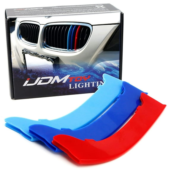 Exact Fit ///M-Colored Grille Insert Trims For 2009-2012 BMW E90 E91 LCI 3 Series 325i 328i 330i 335i Front Center Kidney Grilles (12 Beams)