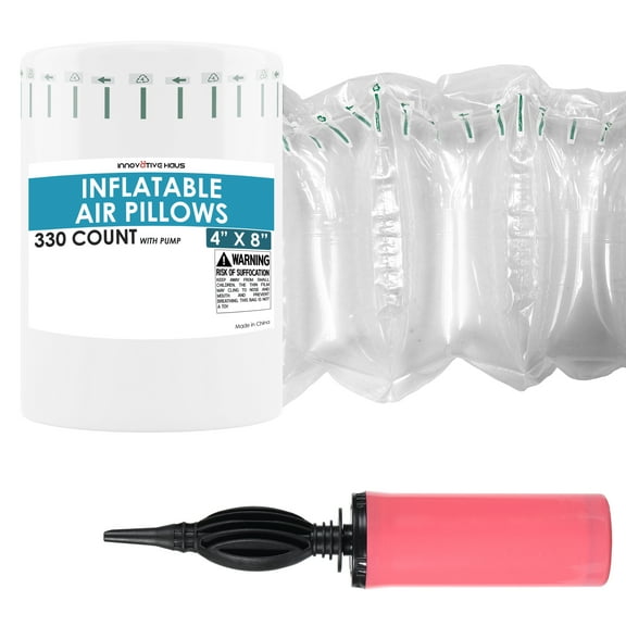 Innovative Haus 330 Count 4x8 Inflatable Air Pillows for Shipping to Fill Void in Package - Hand Pump Included. Packing Filler for Shipping. Packaging Air Bags - Great Purse Stuffers for Shape