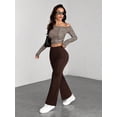 thumbnail image 6 of Women's Petite Navy Blue Textured Knit Flare Sweatpants, 6 of 10