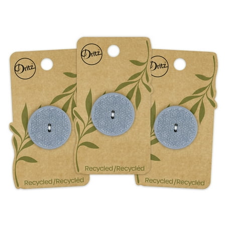 UPC: 0072879307795 | Dritz Recycled Hemp Geometric Round Button 28mm Light Blue 3 Pack