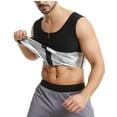 thumbnail image 2 of HOOMEUMY Men's Workout Tank Top Hot Sweat Body Shaper Fitness Slimming Tummy Control Crew Neck Sauna Suit Vest White XXXXL, 2 of 7
