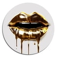 thumbnail image 2 of Designart "Luxurious Golden Lips VI" Fashion Metal Round Wall Art, 2 of 5