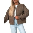 thumbnail image 2 of Womens Jackets Spring Fashion Cute Jacquard Coats Zip Up Jackets Dressy Casual Brown S, 2 of 9