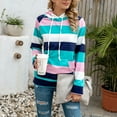 thumbnail image 2 of Sudadera con capucha de manga larga, sudadera con capucha para mujer, sudadera con cordón y rayas de colores, sudadera para mujer, mayor durabilidad, 2 of 6