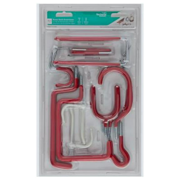 National Hardware N112-034 Assorted Hanging Hooks, Red Vinyl Over Steel - Quantity 6