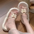 thumbnail image 2 of Pantuflas con lazo en forma de corazón para niña, esbeltas y dulces, para verano, para mujer, para el baño, para el hogar, sandalias transparentes antideslizantes con cristales, 2 of 4