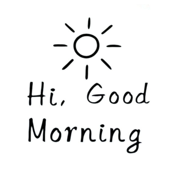 FYBTO Hi Good Morning/Night Quote Wall Decal for Living Room Nursery Home Decor(Black,L morning)-090501