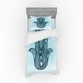 thumbnail image 2 of Ambesonne Hamsa Bedding Set 4 Pcs, Ornate Popular, Queen, Dark Blue Aqua, 2 of 3