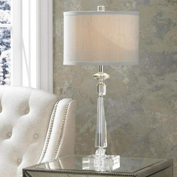 Vienna Full Spectrum Aline 26 1/2" Tall Traditional Table Lamp Clear Crystal Single Gray Shade Living Room Bedroom Bedside