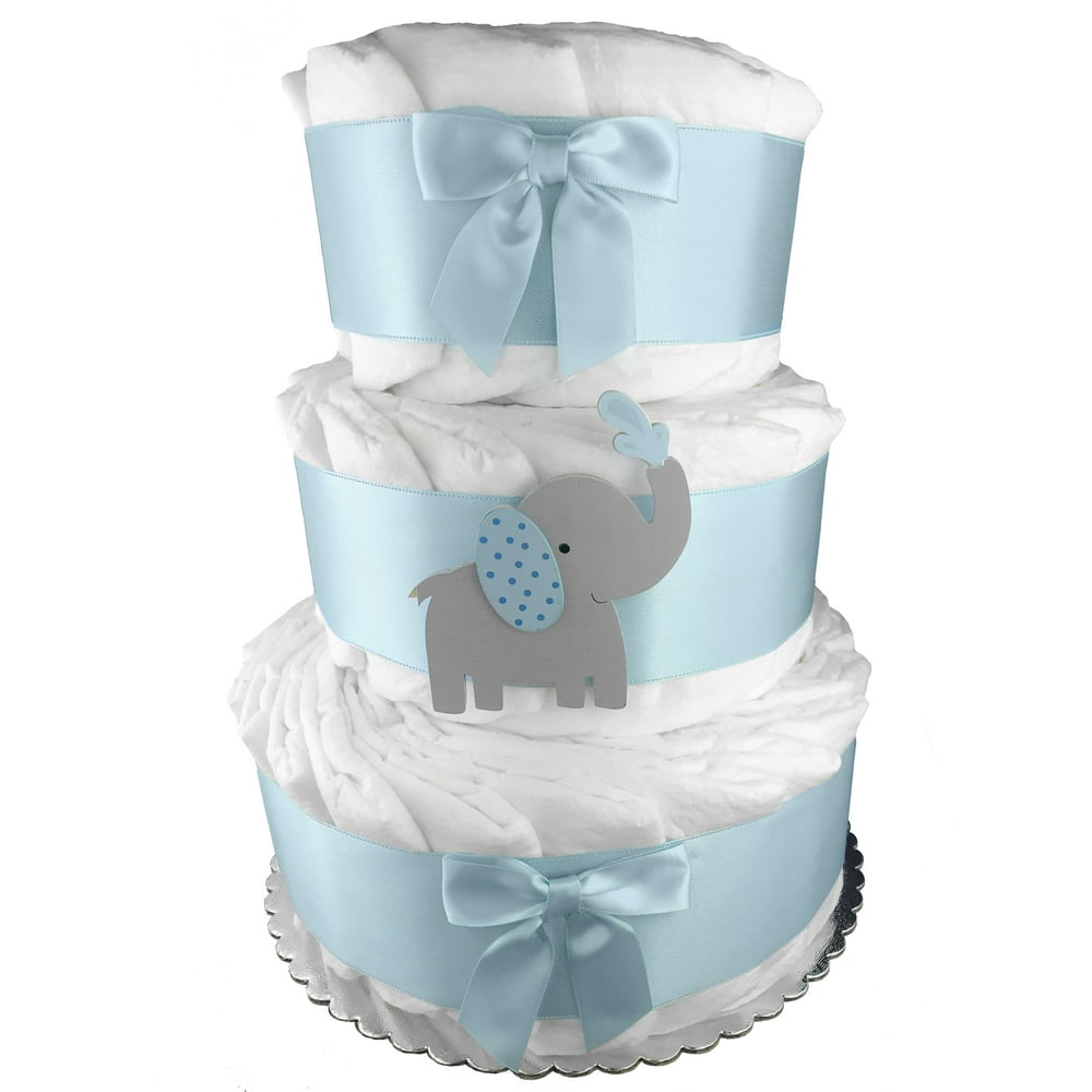 Elephant 3-Tier Diaper Cake - Baby Shower Gift - Newborn Gift for a Boy - Walmart.com - Walmart.com