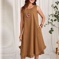 thumbnail image 4 of SMihono Summer Plus Size Dress for Women 2023 Mode Été Décontractée Robe Col Rond en Chanvre Coton Solide Poche à Manches Courtes Robe, 4 of 6