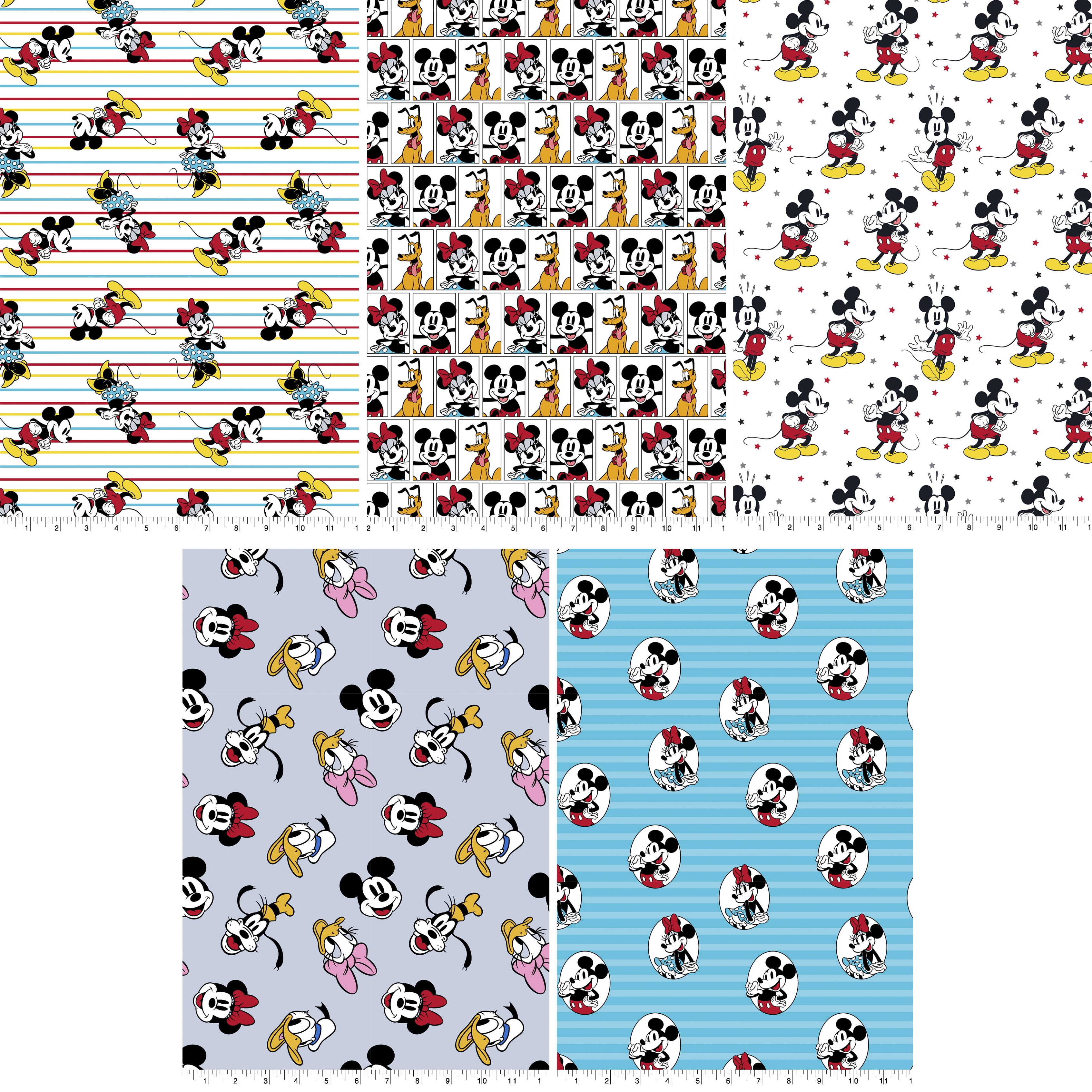 Springs Creative Cotton 21" Disney Mickey and Friends Vintage Classic Assorted Fat Quarter Bundle, 5 Pieces