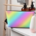thumbnail image 7 of Rainbow Stripe Handbag Purse Tote Organizer Zipper Closure Cosmetic Pouch Bag For Travelling, 7 of 7