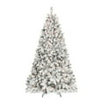 thumbnail image 4 of Tcbosik 8ft Pre-Lit Flocked Christmas Tree with 700 UL Lights, 54 Pine Cones & 1754 Branch Tips, Xmas Artificial Tree with Metal Stand, Home Office Party Decoration, Green & White, 4 of 7